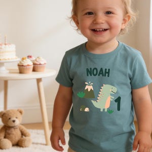 Boho Dino Birthday Shirt for Boys Personalized with Name & Number - Dinosaur Gift
