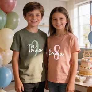 Birthday Shirt for Boys and Girls | Personalized Birthday T-Shirt with Number and Name | Long Sleeve Birthday 3 4 5 6 7 8 9 10 Years