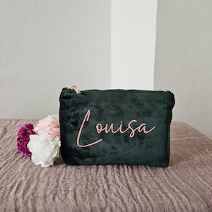 Samt Kosmetiktasche mit Name | Personalisierte Kosmetiktasche klein groß