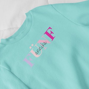 Geburtstagspullover für Mädchen Jungen Zahlen Hoodie Geburtstagspulli personalisiert mit Namen Geburtstag 1 2 3 4 5 6 7 8 9 Jahre Bild 3