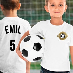 Geburtstagsshirt Fussball Junge Langarm Geburtstags T-Shirt personalisiert mit Zahl und Namen Geschenk 2 3 4 5 6 7 8 9 Jahre Bild 1