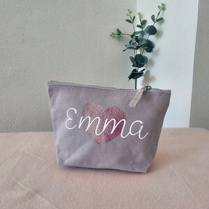 Personalized cosmetic bag with name Anchor Star Heart Toiletry bag made of solid canvas cotton Toiletry bag women's small large Herz