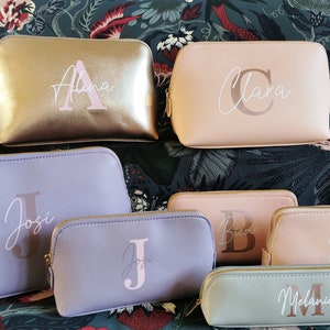 Personalized cosmetic bag with name | with initial | Saffiano | Faux leather | Cosmetic bag small large | Pencil case with name |