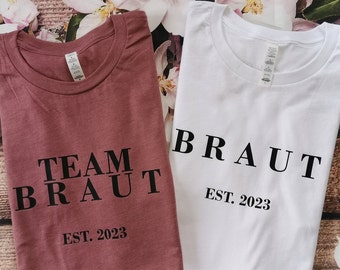 Braut JGA Junggesellinnenabschied Bride Est 2023 T-Shirt Damen Frauen Unisex Team Bride Crew Gang Squad Tribe