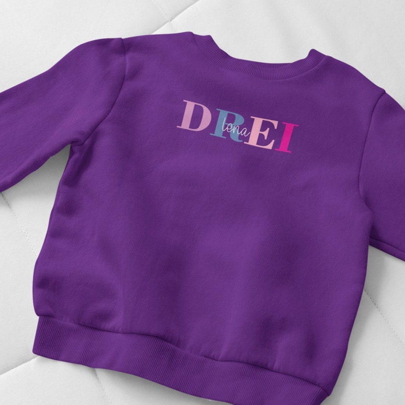 Birthday sweater for girls boys Numbers Hoodie Birthday sweater personalized with name Birthday 1 2 3 4 5 6 7 8 9 years image 4