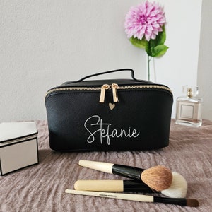 Cosmetic bag with name and heart made of Saffiano faux leather Personalized cosmetic bag small large image 6