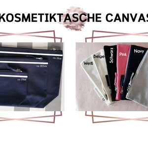 Personalisierte Kosmetiktasche mit Namen Anker Stern Herz Kulturbeutel aus fester Canvas Baumwolle Kulturtasche Damen klein groß Bild 6