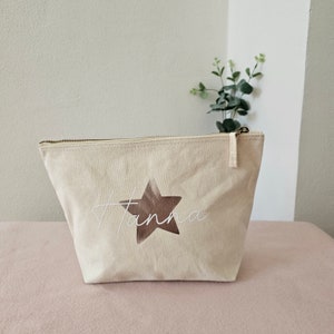 Personalized cosmetic bag with name Anchor Star Heart Toiletry bag made of solid canvas cotton Toiletry bag women's small large Stern