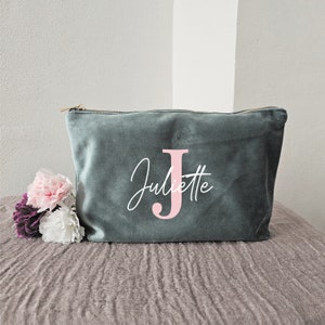 Samt Kosmetiktasche mit Buchstabe und Namen  | Personalisierte Kosmetiktasche klein groß