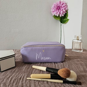 Cosmetic bag with name and heart made of Saffiano faux leather Personalized cosmetic bag small large image 4