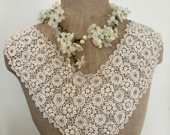 Antique French Hand Crochet Collar With Deep V Back And Front. French Antique Crochet Collar Which Can Be Worn Either Way Round .