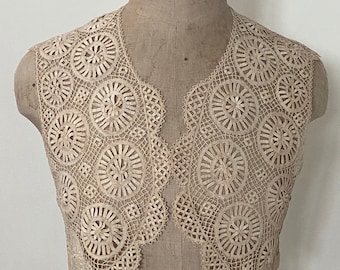 Antique Lace Bolero Panel. Antique Lace Bolero Front With Back Yoke . Sewing Project.