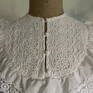 Vintage Blouse With Lace Yoke And Frill. 1970s Blouse With Lace Yoke . White Dome Buttons.