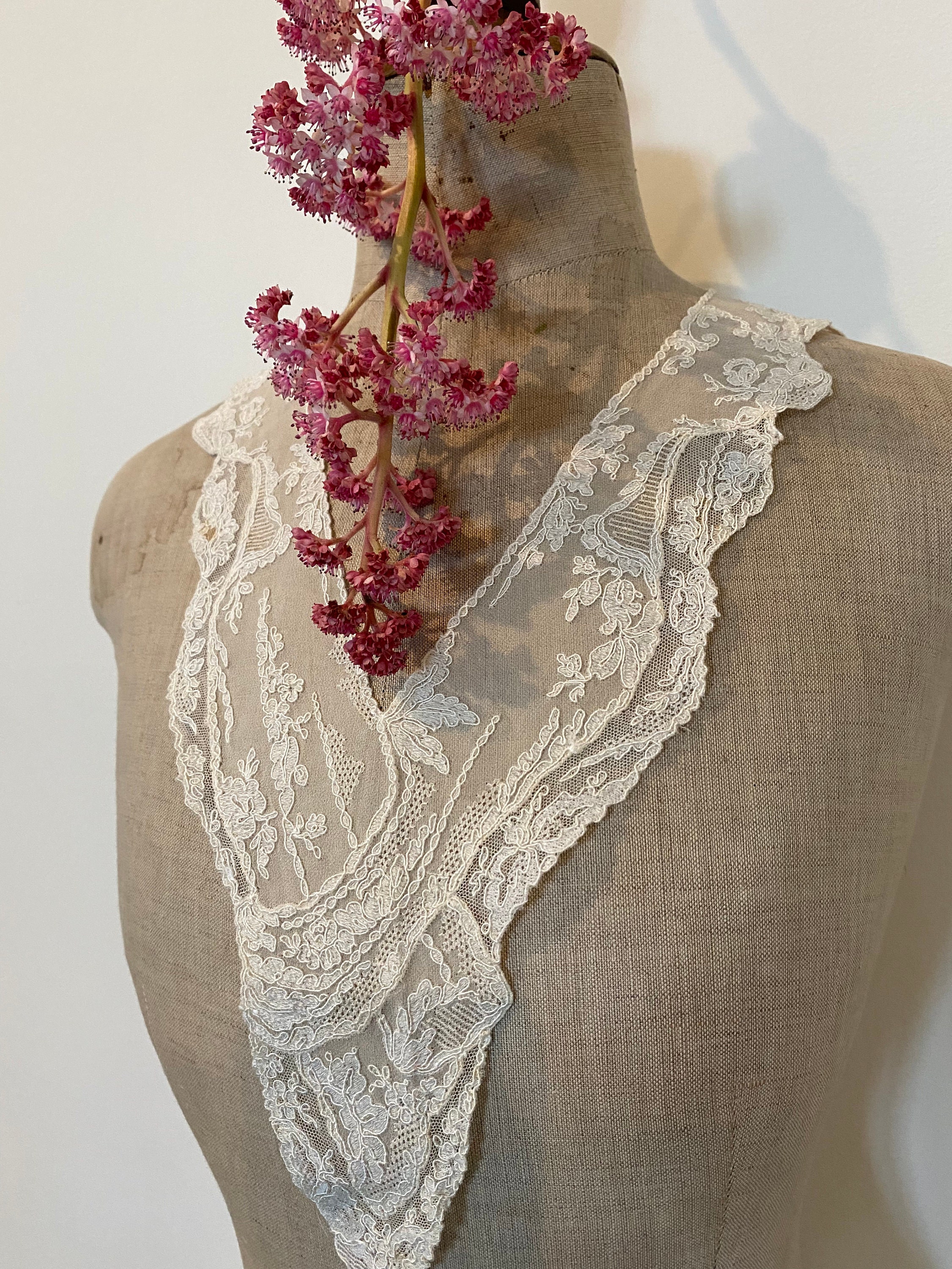 Vintage Lace Collar With Couching On Fine Silk Crepe. Romantic Etsy