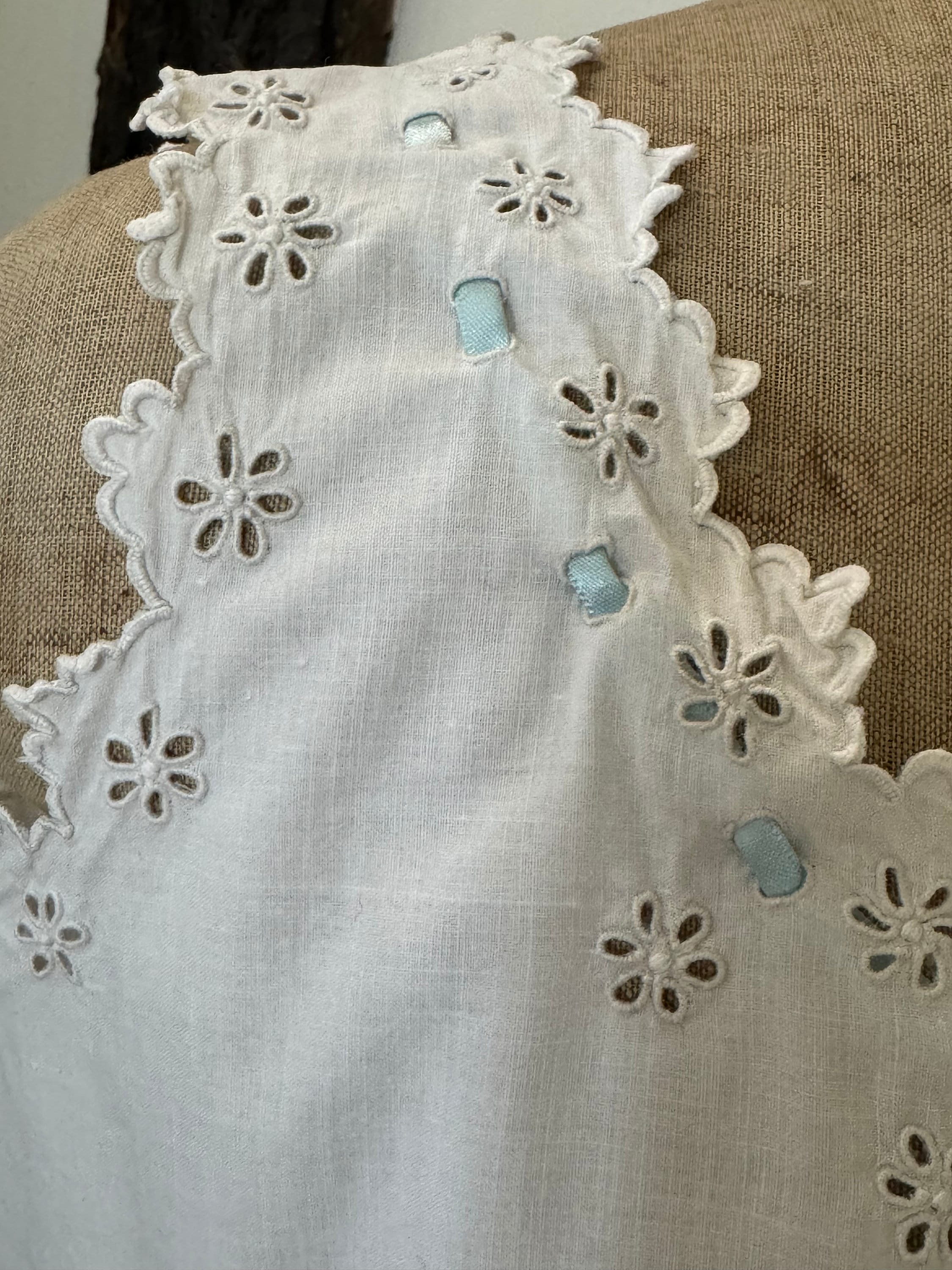 French Antique Corset Cover With Pretty Cutwork Embroidery 
