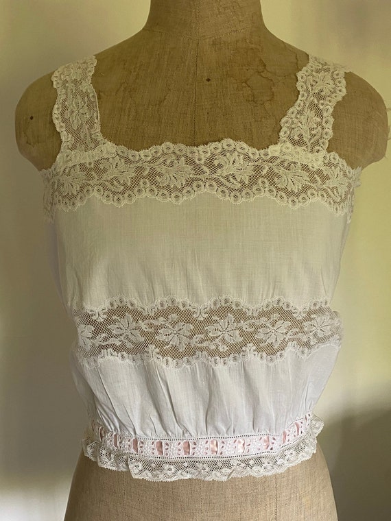 Beautiful Antique Corset Cover With Inserts Of Lac