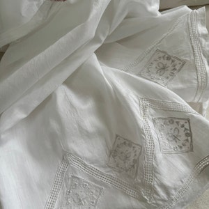 French Antique Bloomers With Embroidered Butterflies. Pretty Antique Cotton Voile Split Leg Bloomers With Embroidery.