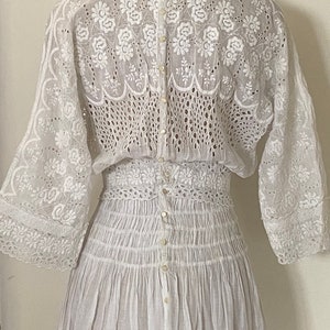 The Dianthus ~ gorgeous 70s handmade broderie anglaise cotton prairie dress
