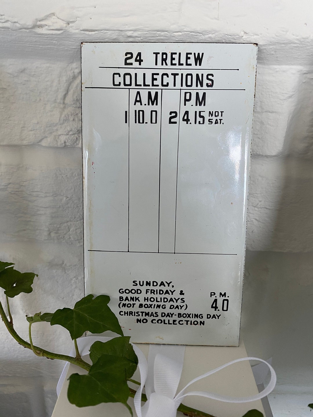 Vintage Enamel Post Box Collection Times Sign. G.P.O Memorabilia