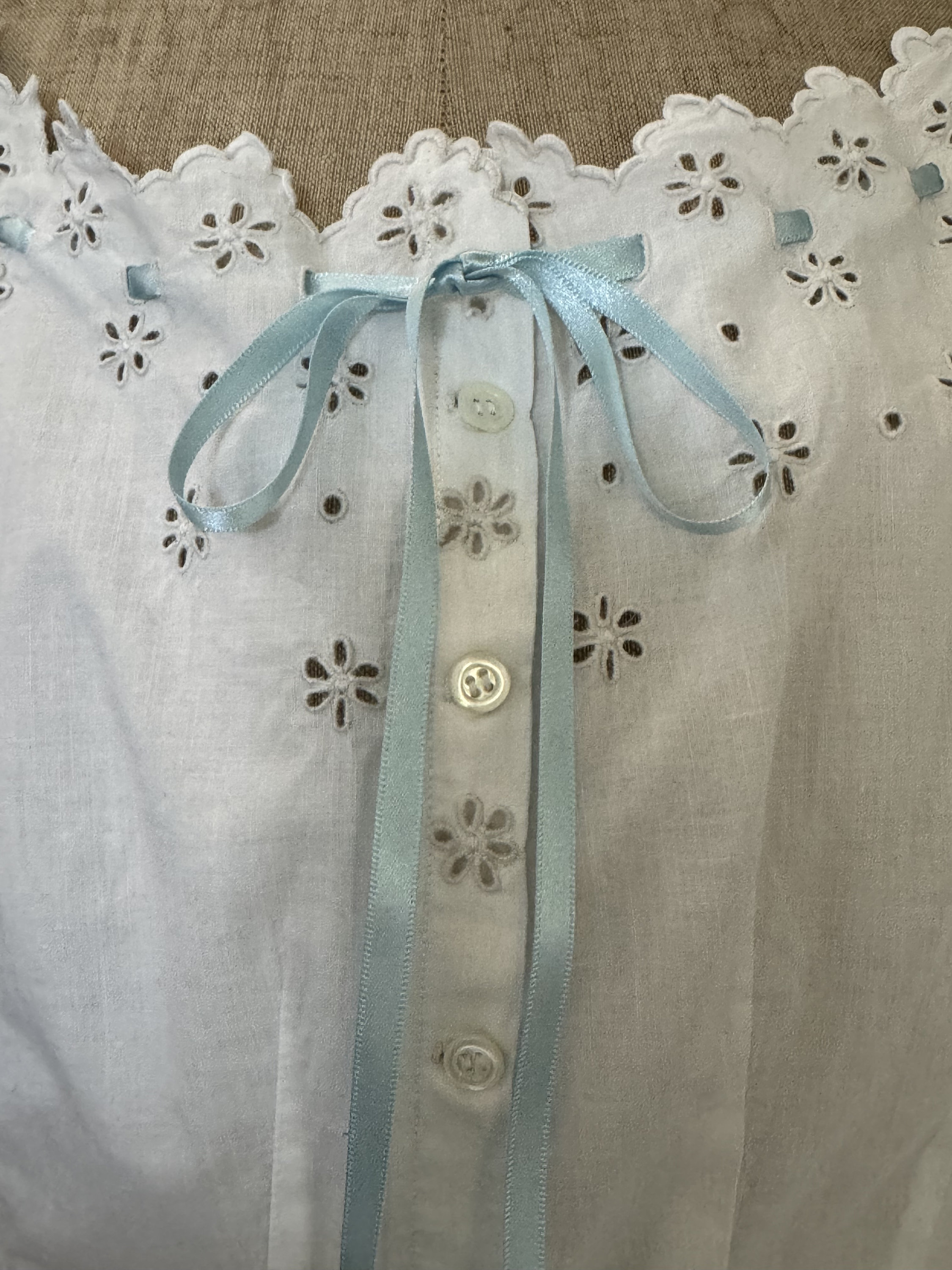 French Antique Corset Cover With Pretty Cutwork Embroidery 