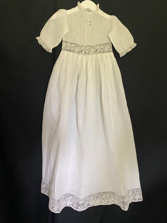 Antique Christening Gown With Drawn Thread Work A… - image 3