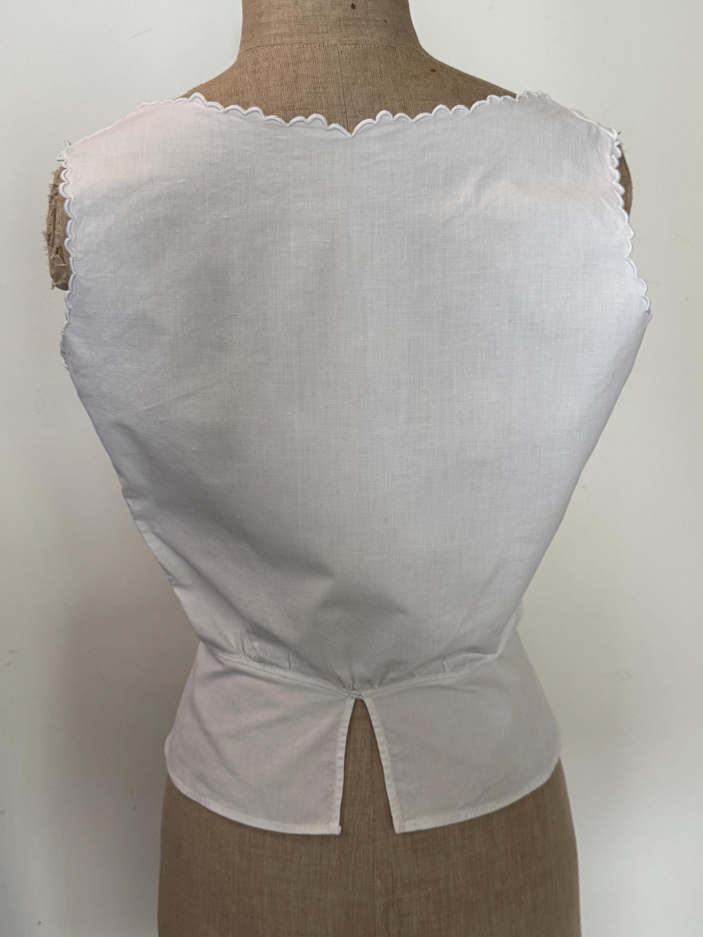Antique French Cotton Corset Cover: Hand Embroidered Cutwork, Pink 