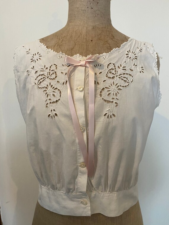 French Antique Corset Cover With Pretty Cutwork Embroidery. French 