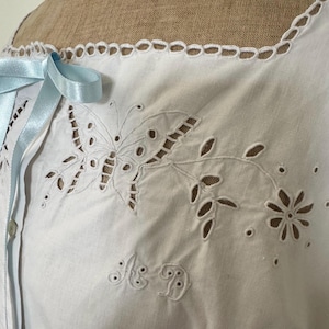 French Antique Corset Cover, Hand Embroidered Cotton Camisole
