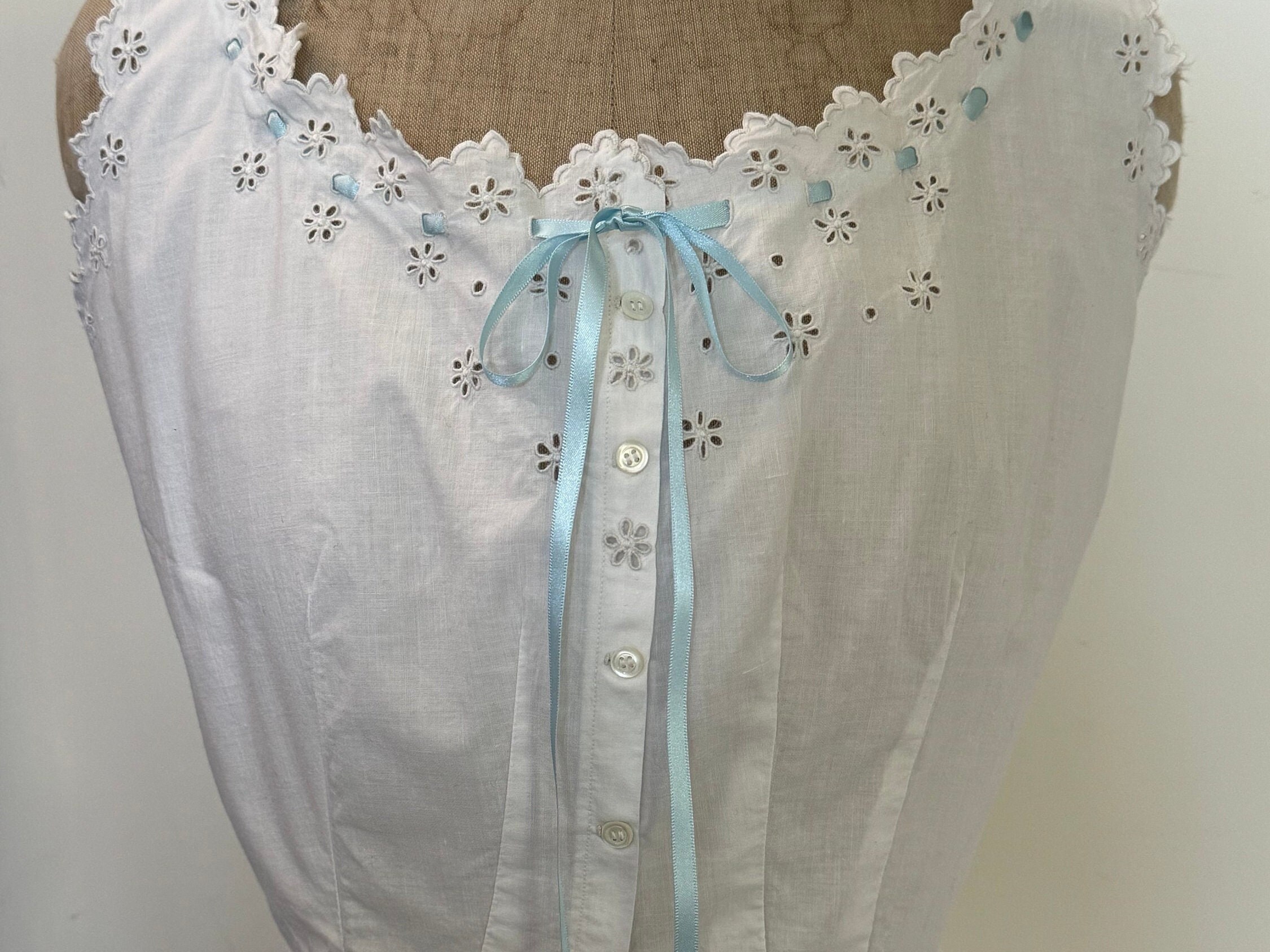 French Antique Corset Cover With Pretty Cutwork Embroidery 