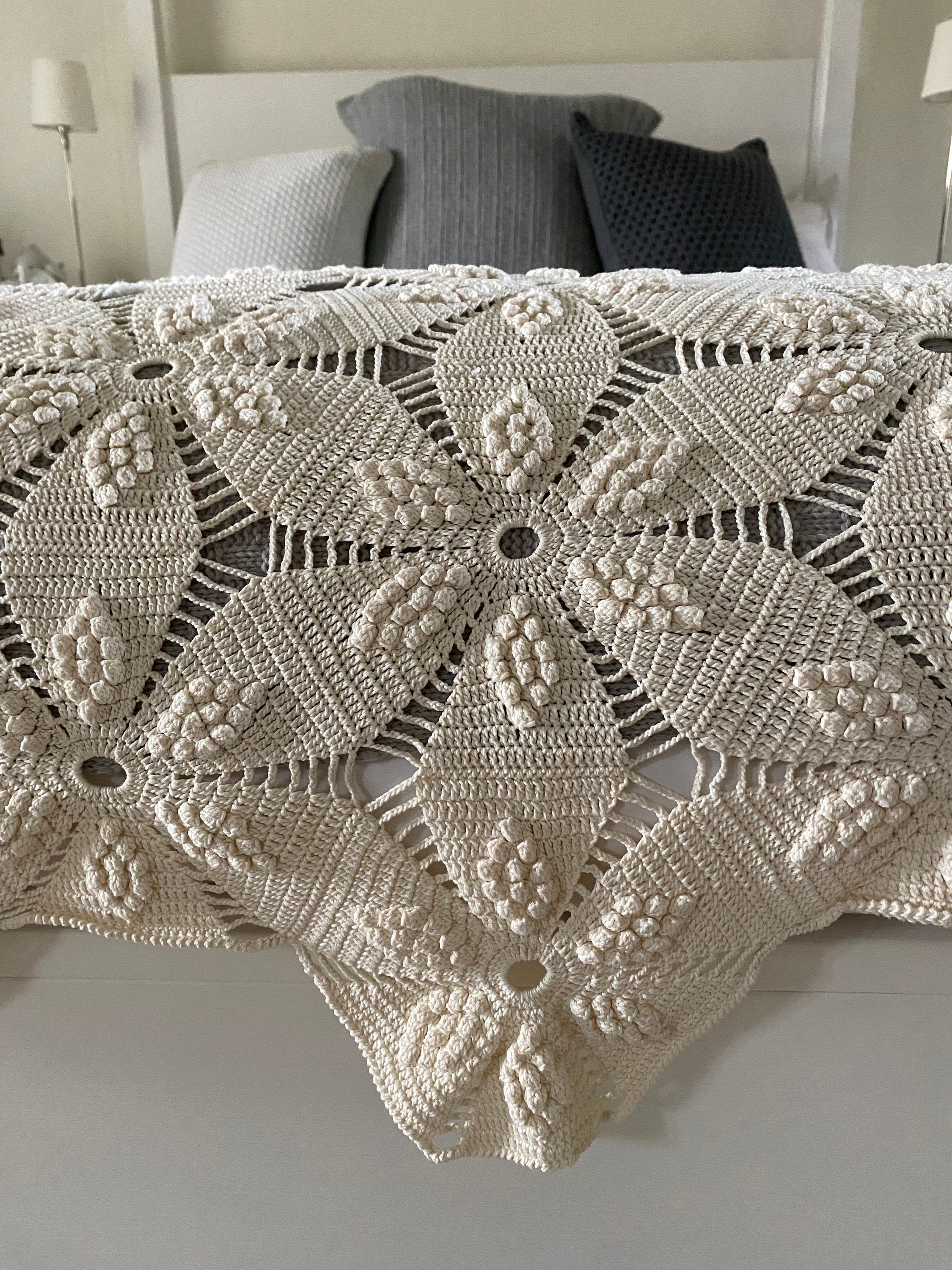 French Vintage Crochet Bedcover. French Vintage Hand Crochet Etsy UK