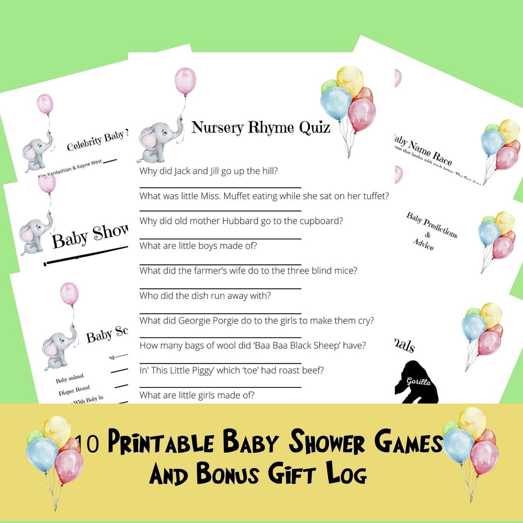 Baby Elephant Baby Shower Game Bundle Etsy
