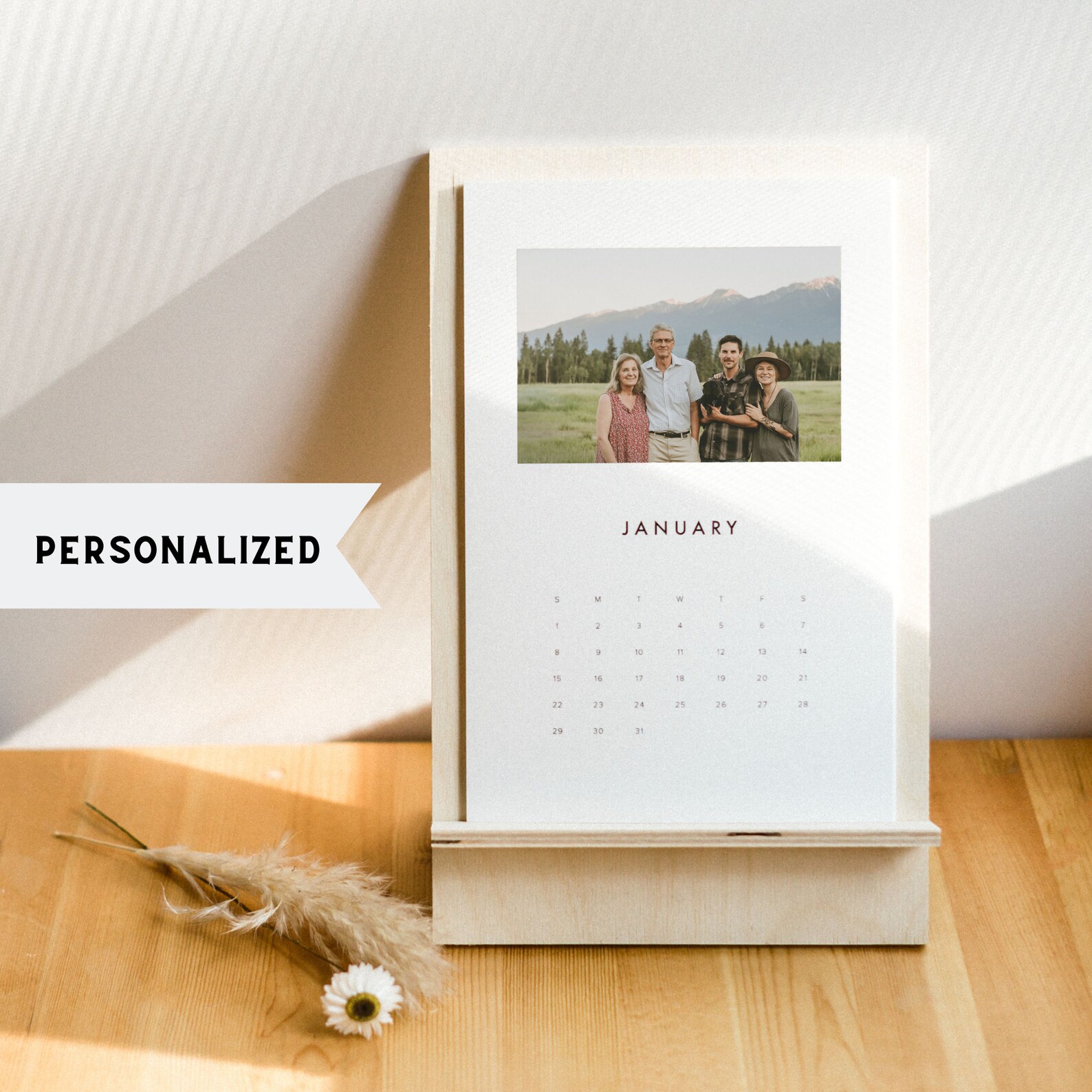 Personalized Photo Calendar, Custom Desktop Calendar, Standing Desk