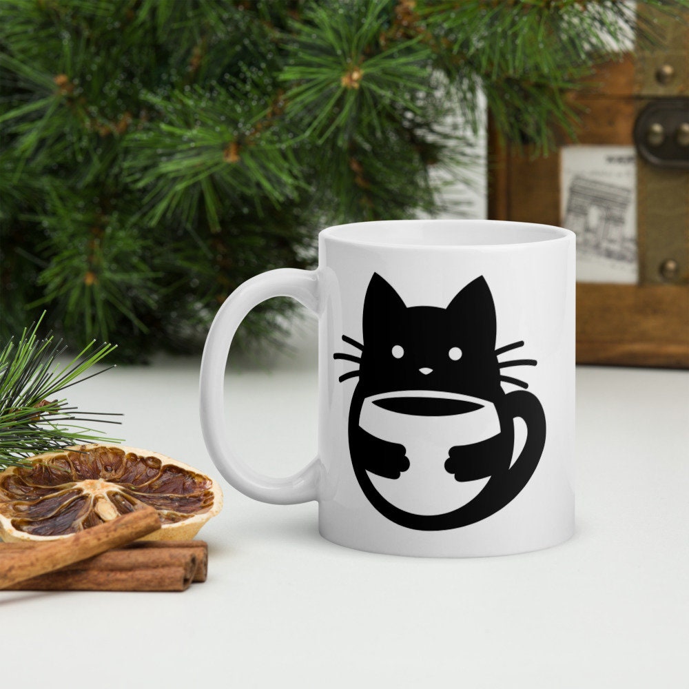 Cat Holding Coffee Mug Etsy
