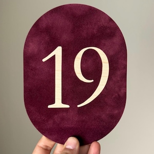 Wedding Table Numbers – Double Arch Velvet Table Numbers, Double Sided Wedding Decor, Wood
