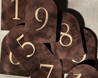 Table Numbers – Arch, Velvet Table Numbers, Double Sided , Wedding Table Numbers