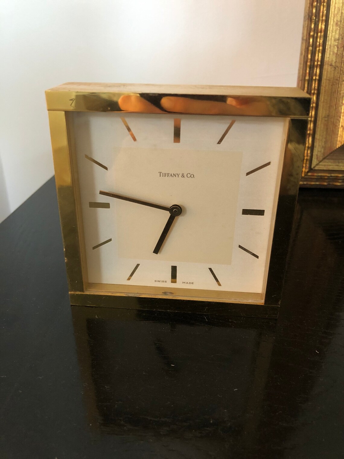Tiffany & Co brass desk clock Swiss quartz movement Battery Etsy