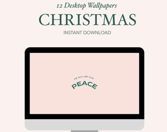 Christmas Desktop Wallpaper, Christian Wallpaper, Pink and Green, Minimal Wallpaper, Mac Wallpaper Background