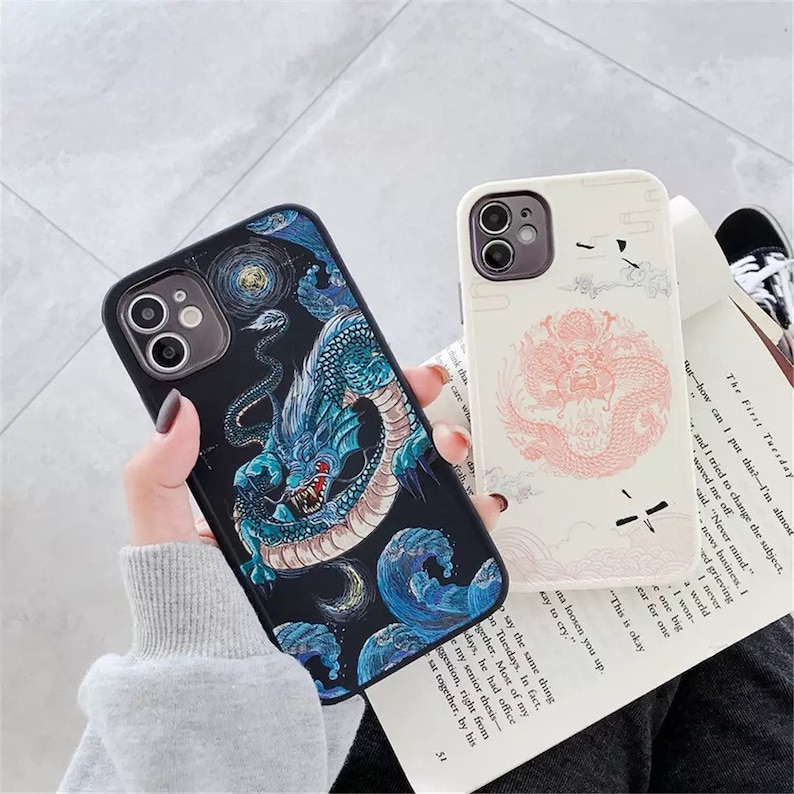 Cartoon Anime Dragon Asian Art Kawaii Cute Phone Cases For iPhone 11 12 Pro MAX Case Liquid Cover Case For iPhone 6 S 7 8 Plus X XS Max XR 