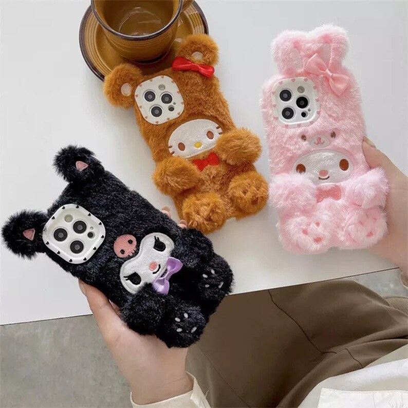 Cute Plush Hello Kitten Kitty Friends Kawaii Anime My Melody Soft Phone Cases For iPhone 11 12 13 Pro MAX Cover Case For iPhone X XS Max XR 