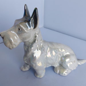 ceramic lustre scottie / highland terrier figurine 10cm high 12cm long