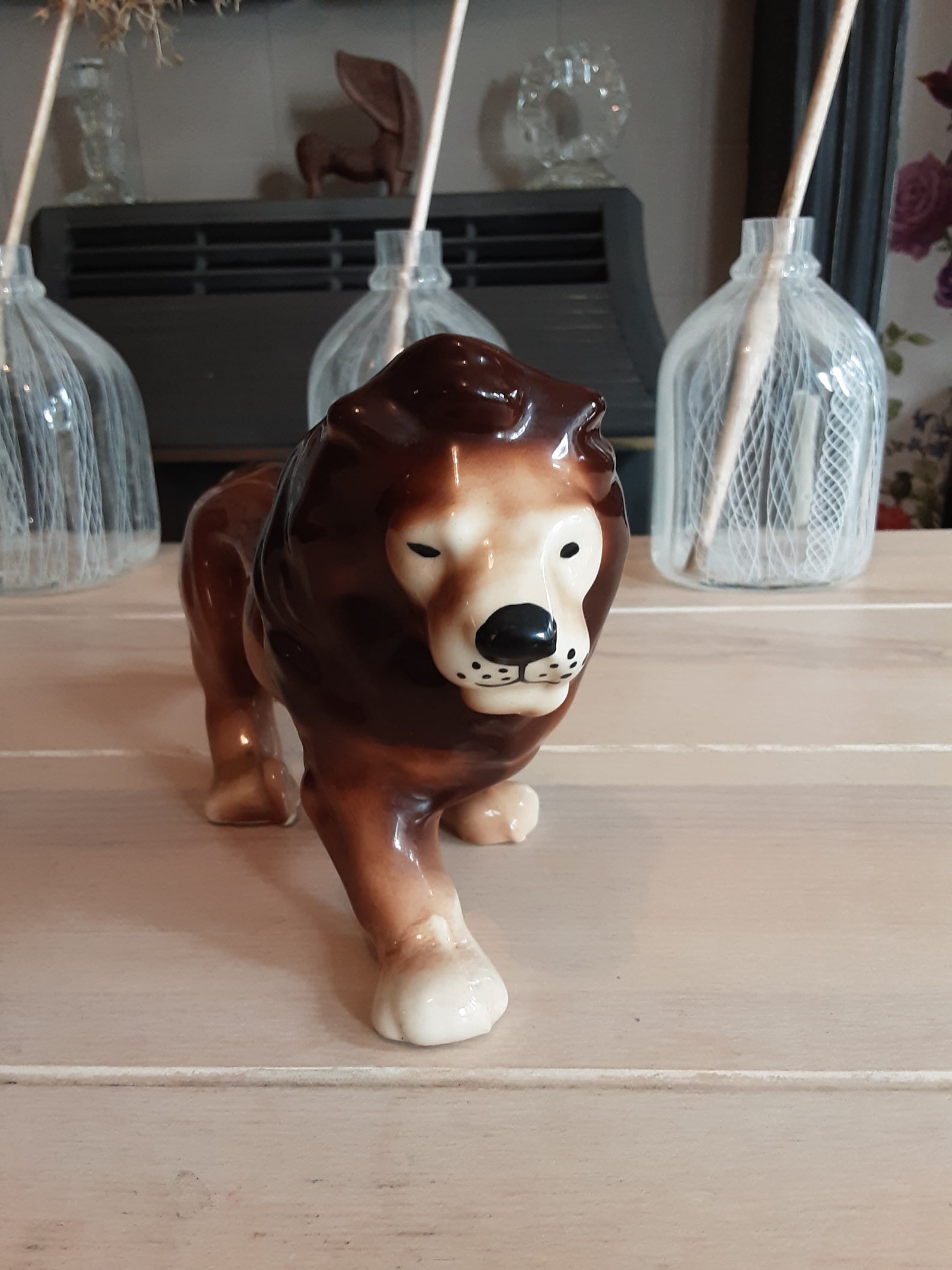 Vintage ceramic Lion figurine Etsy