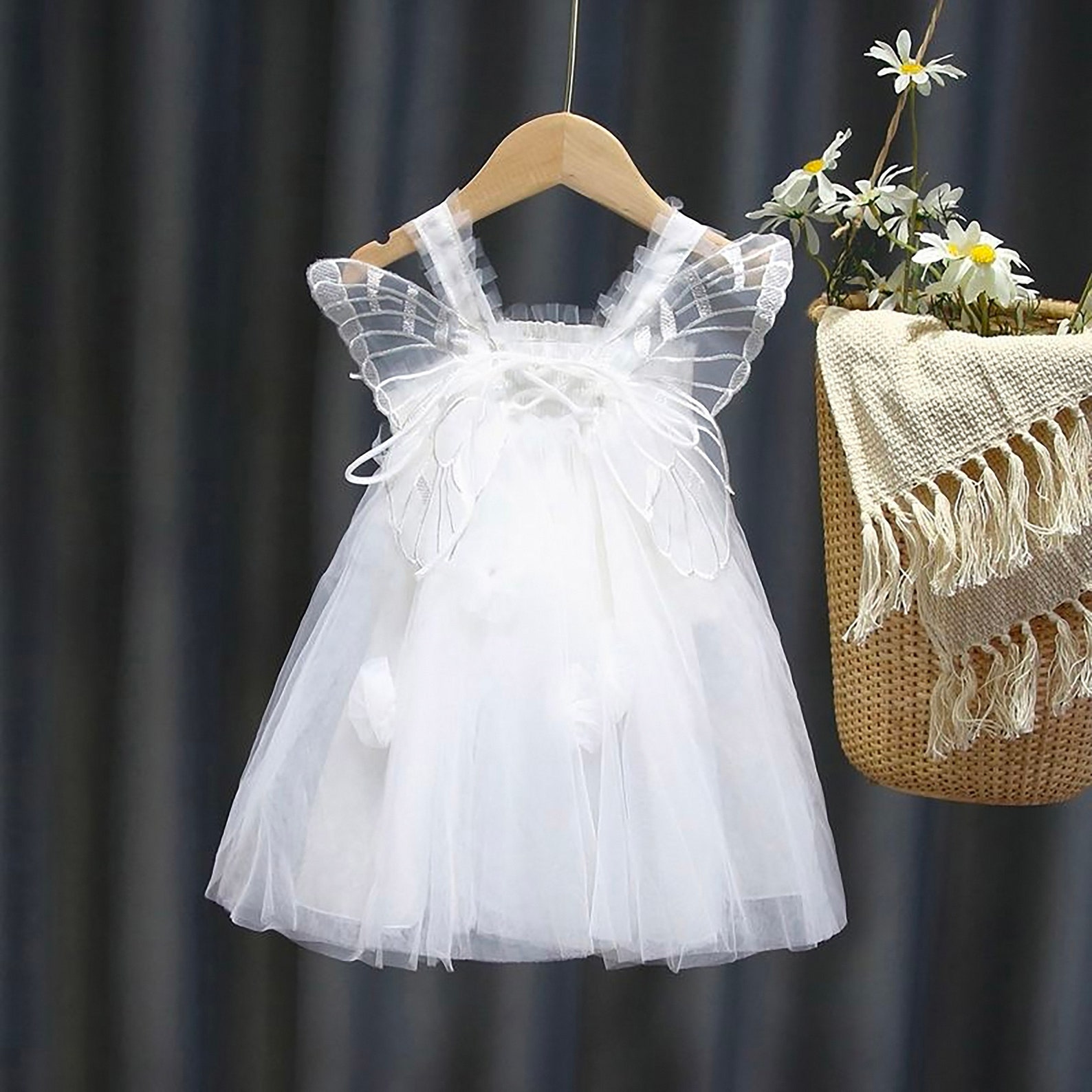 Butterfly wings Girls tulle lace Dress Princess flower Etsy