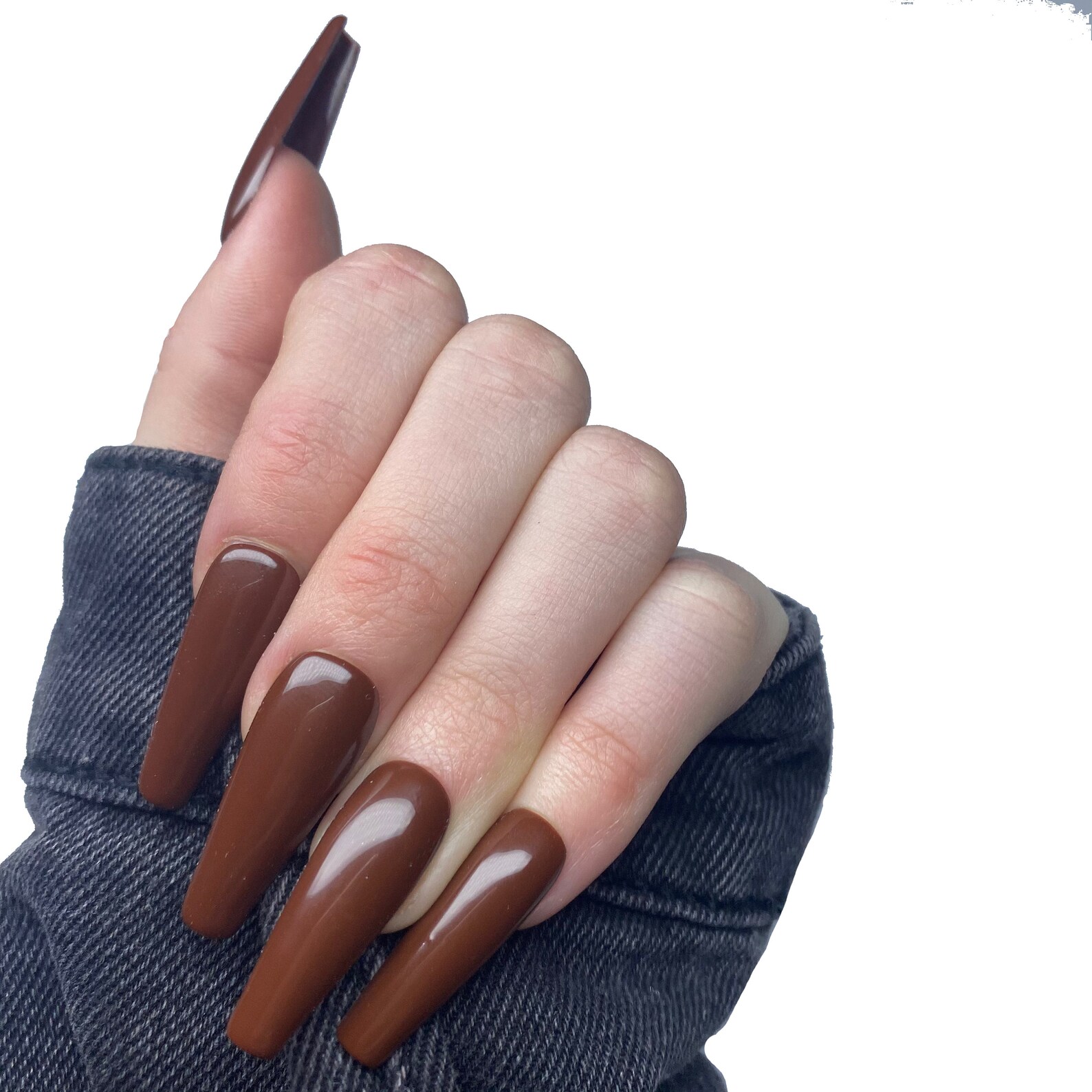 Double mocha nails nude nails glossy nails Press on gel Etsy