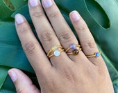 Crystal Bead Rings, Elastic Ring, Stackable Beaded Ring, Moonstone Ring, Citrine Ring, Amethyst Ring