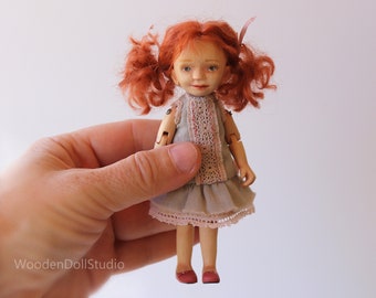 Puppenstube Holzpuppe. OOAK Art Doll Miniature Gelenk Provence. Einzigartiges Sammlerstück Handarbeit