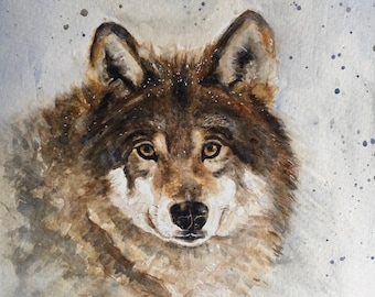 High Quality Print of HAND PAINTED original Watercolour.  Wolf, Wildlife art, Dog, Unique Gift for Wild Animal lovers