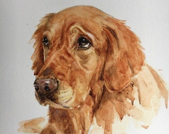 High Quality Print of HAND PAINTED original Watercolour. Golden retriever, Dog Nursery, Unique Gift for Dog Animal lovers