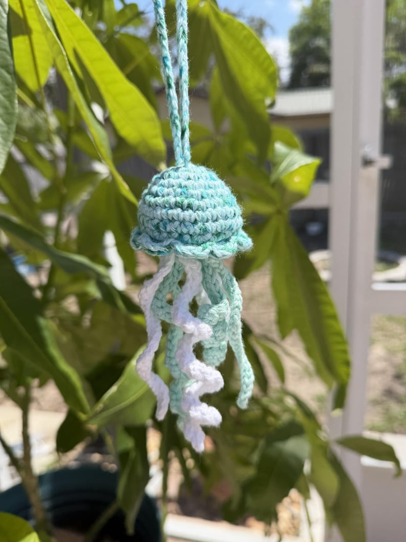 Crochet Jellyfish Car Ornament PATTERN, Easy Beginner Friendly PDF Download image 3