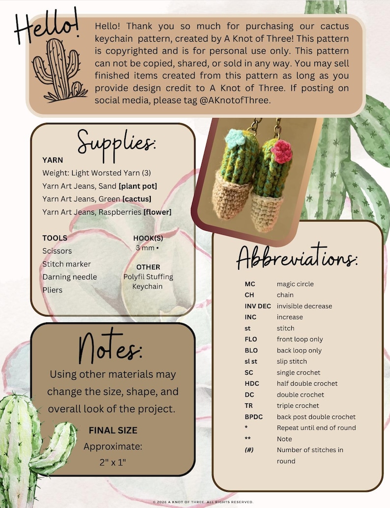 Crochet Cactus Keychain Pattern, Beginner Friendly, Adorable DIY (PDF Download) image 4