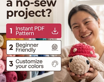 Virkmönster för Portabella-svamp med sköldpadda, utan sömnad, nybörjarvänlig amigurumi (PDF-nedladdning)